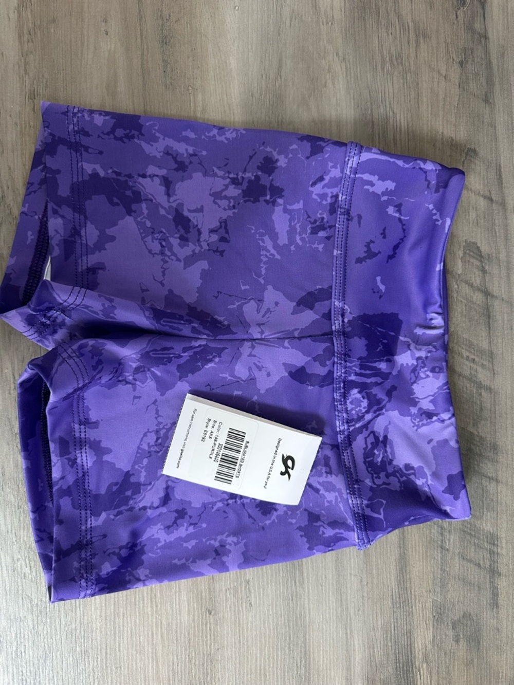 GK Purple Camo and Black w/Red Stripe Kids Gymnastics Shorts